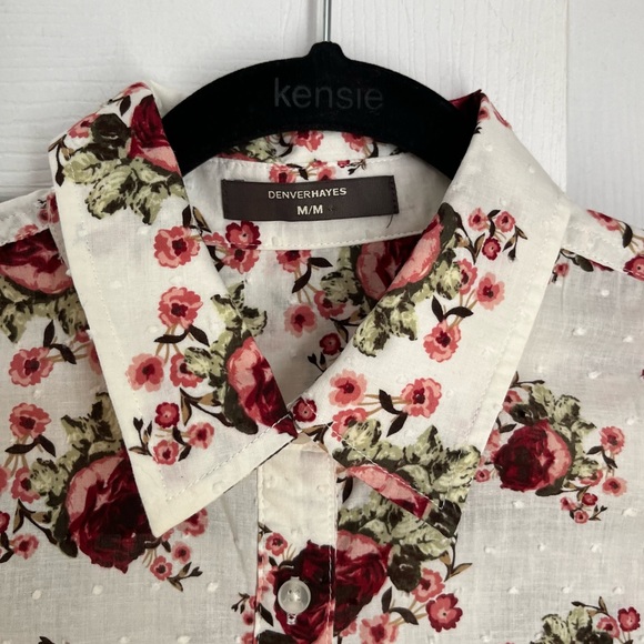 SWISS DOT FLORAL BUTTON DOWN BY DENVER HAYES - Picture 2 of 9